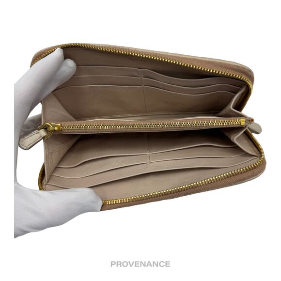 🔴 Prada Zip Long Wallet - Blush Nappa Gaufre Leather - Picture 9 of 11